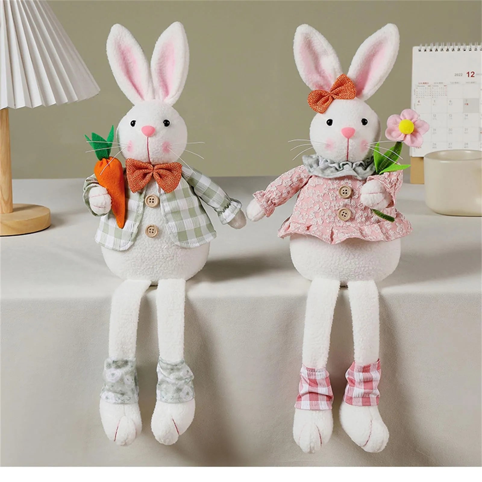 Easter Bunny Plush Figurine | Spring Décor Rabbit Sculpture Holiday Figurine Peaceful Pleasures Health and Wellness