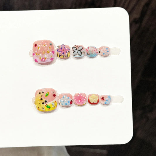 Handmade Graffiti Press On Toe Nails – 3D Crystal Flowers 12pcs Press On Toe Nails Peaceful Pleasures Health and Wellness