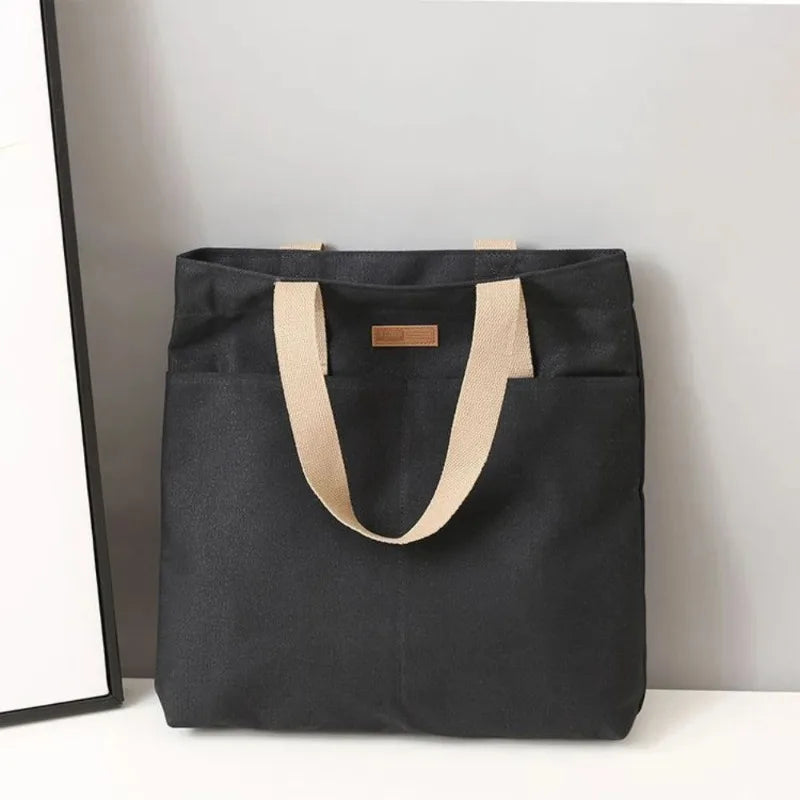 Women's Large Canvas Tote Bag – Casual Commuter Shoulder Bag