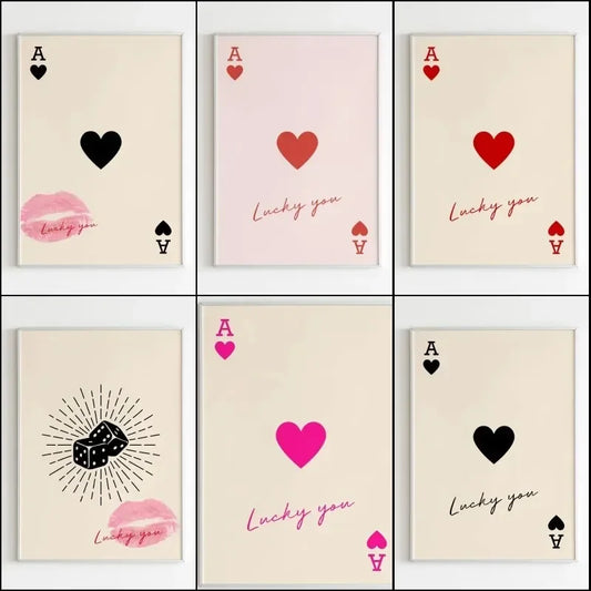 Queen of Hearts Kiss Lips Canvas Print | Lucky You Wall Art Canvas Wall Art Peaceful Pleasures Health and Wellness