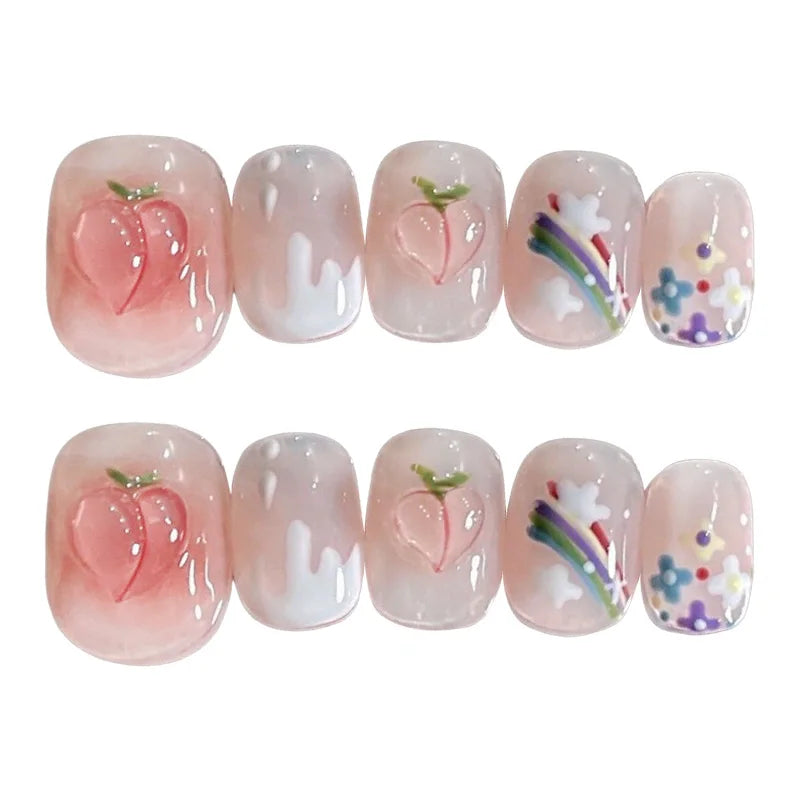 3D Strawberry Press-On Nails | Korean Style Cute Fake Nails Press-On Nails Peaceful Pleasures Health and Wellness M 2