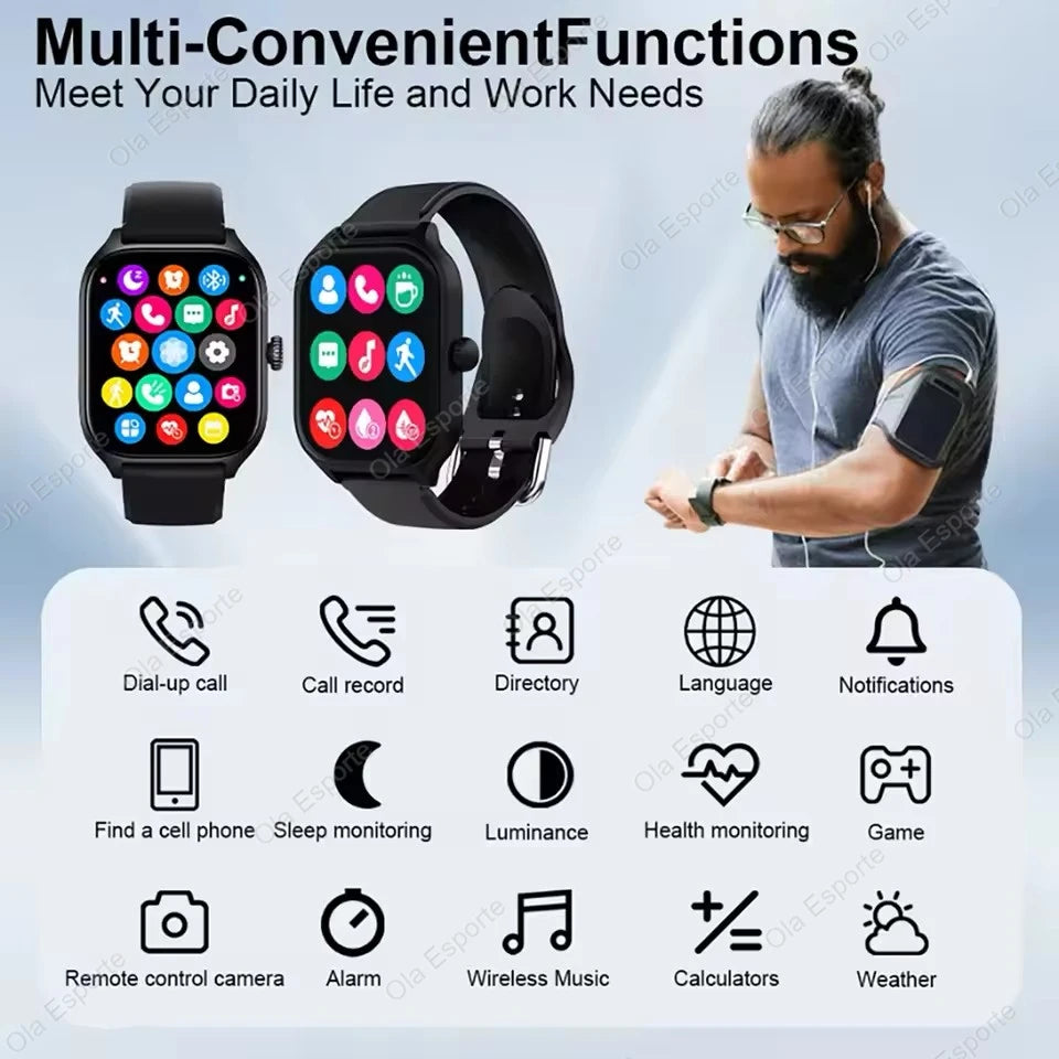 New Smart Watch Android IOS Phone 2.01 Inch Color Screen Bluetooth Answer Call Fitness Watches Tracker Smartwatch Women Men MA27 Peaceful Pleasures Health and Wellness