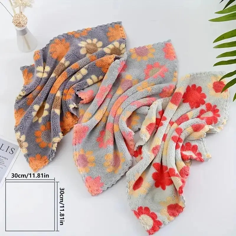 Coral Microfiber Dishcloths | Sunflower Kitchen Cleaning Cloths 5pk
