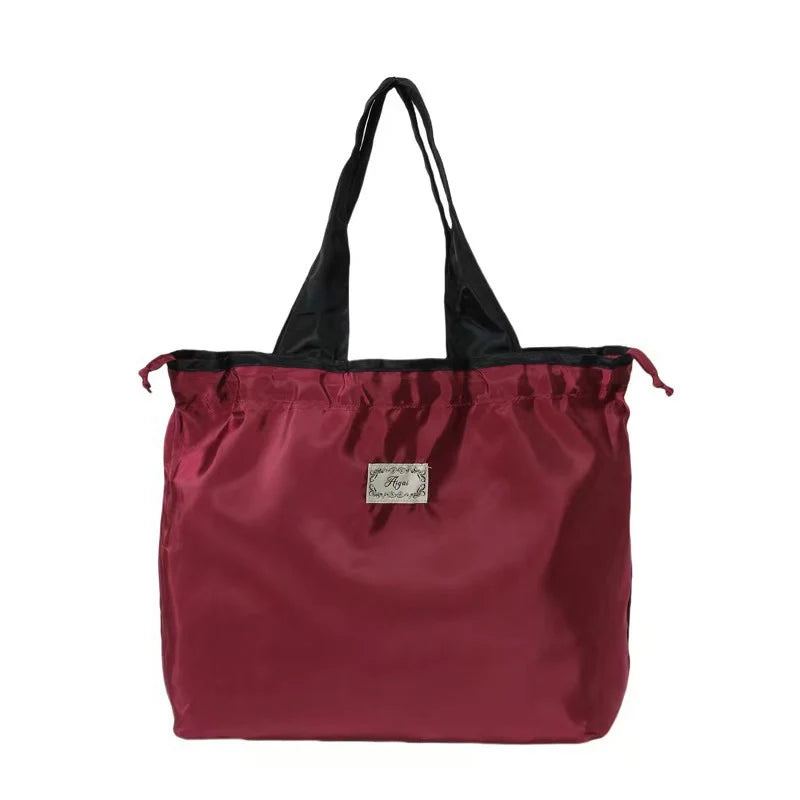 Foldable Reusable Grocery Bag | Oxford Shoulder Tote Reusable Tote Bag Peaceful Pleasures Health and Wellness Red