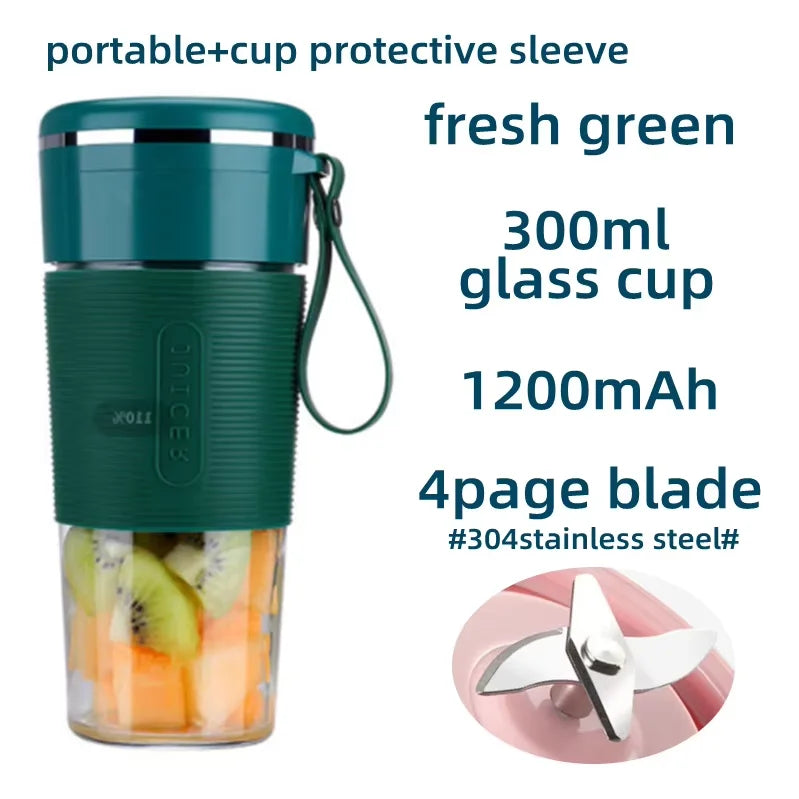 Portable USB Rechargeable Mini Blender & Smoothie Juicer Portable Personal Blender Peaceful Pleasures Health and Wellness K10 green 4 Leaf