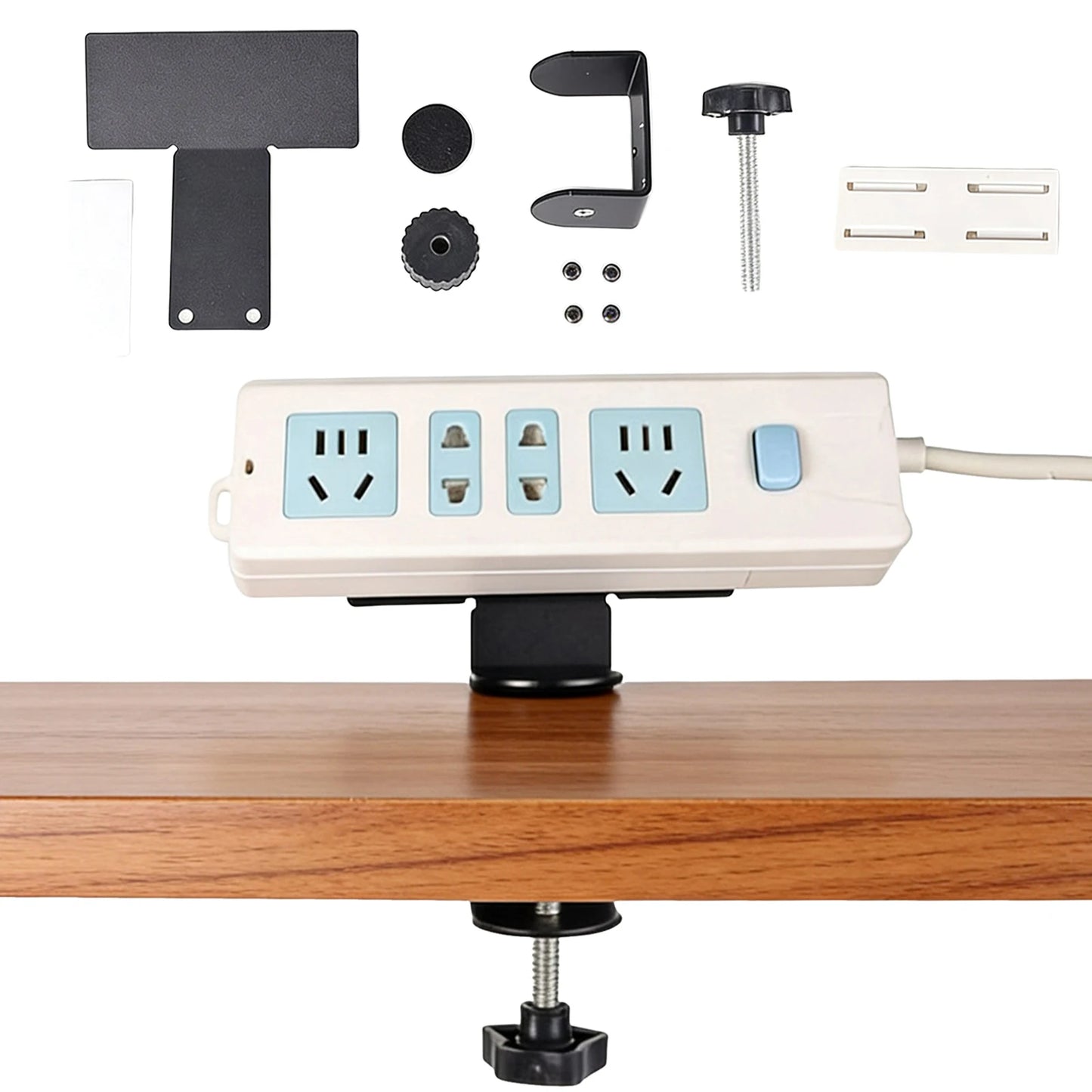 Under Desk Power Strip Holder – No-Drill Cable Management Rack