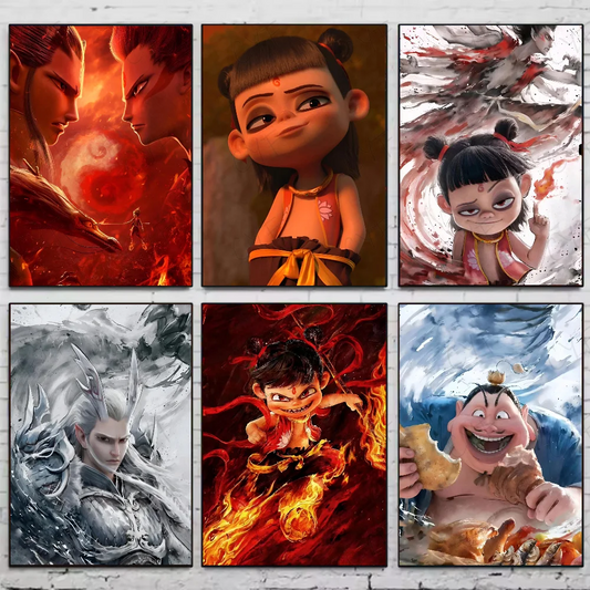 Chinese myth animation Nezha Poster HD art sticky wall waterproof home living room bedroom bar aesthetic decoration Peaceful Pleasures Health and Wellness