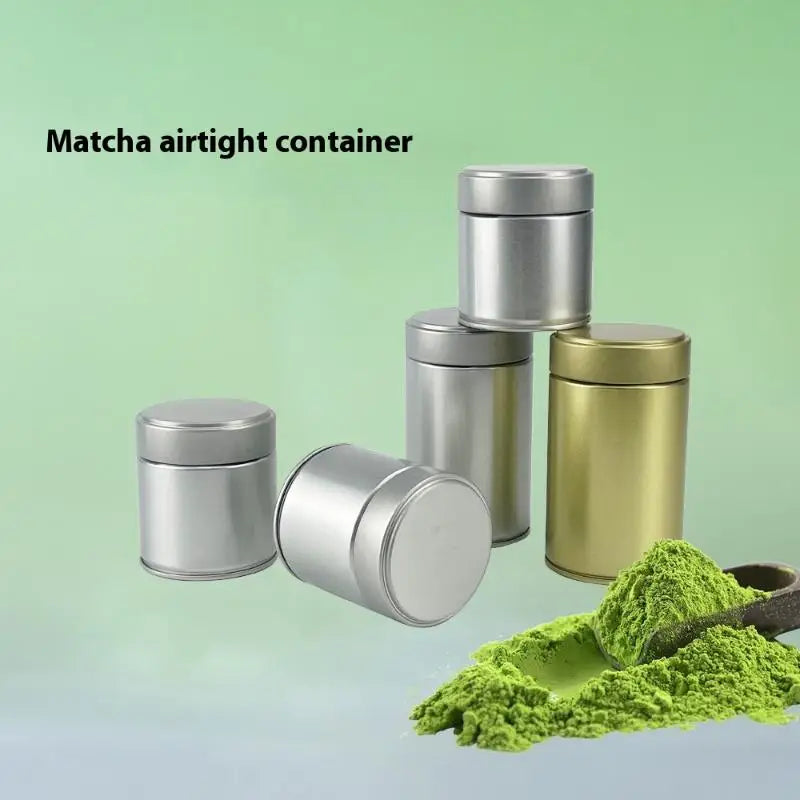 1 Pcs Portable Mini Matcha Powder Can Thick Tinplate Tea Sealed Jar Spice Storage Box Container Box Kitchen Gadgets Household Peaceful Pleasures Health and Wellness