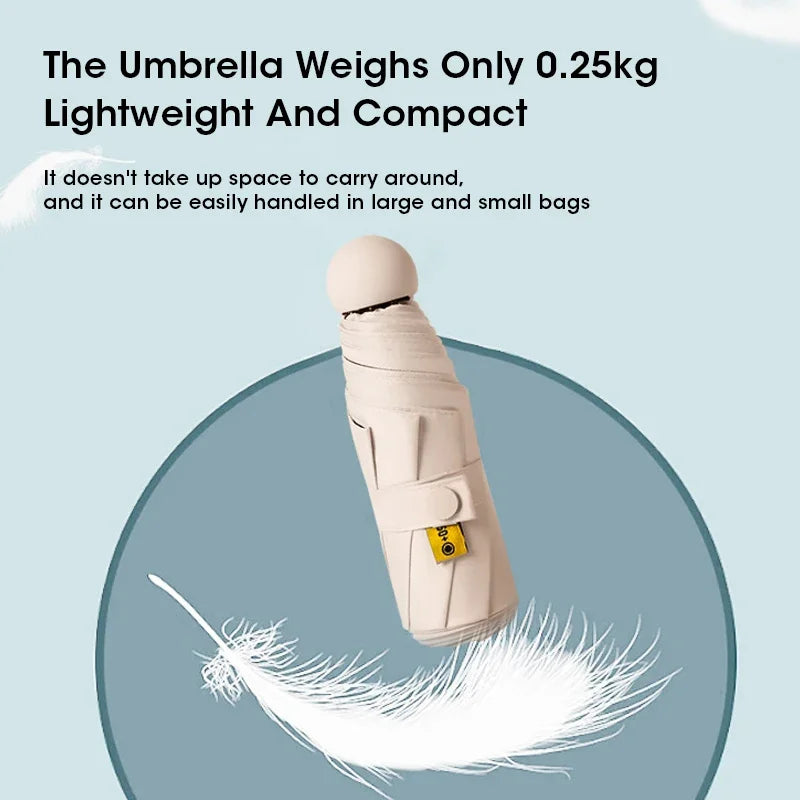 Mini Capsule Travel Umbrella Windproof Sun Rain Proof UV Protection Portable Compact Lightweight for Women Men Peaceful Pleasures Health and Wellness