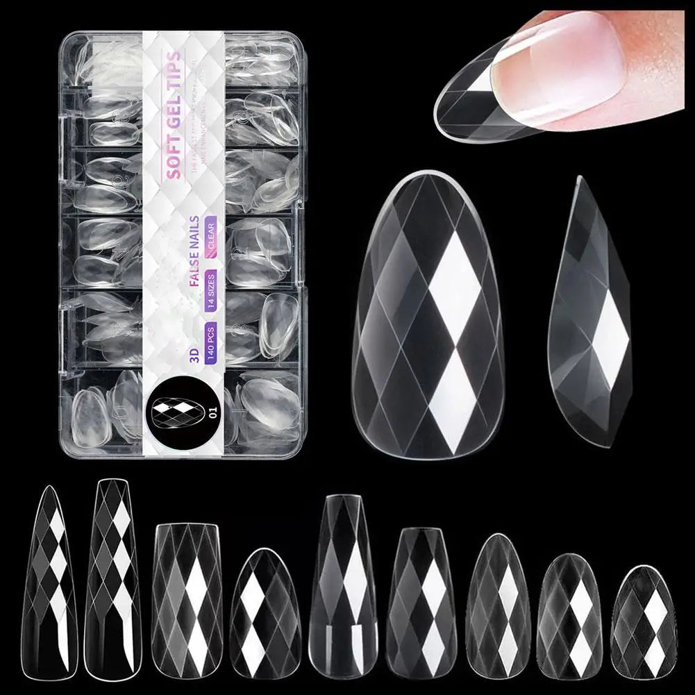 3D Rhombus Facet Nail Extension Tips,Clear Full Cover False Nail Extension Mold For DIY Nail Art Salon Manicure UV Gel Nail Mold Peaceful Pleasures Health and Wellness