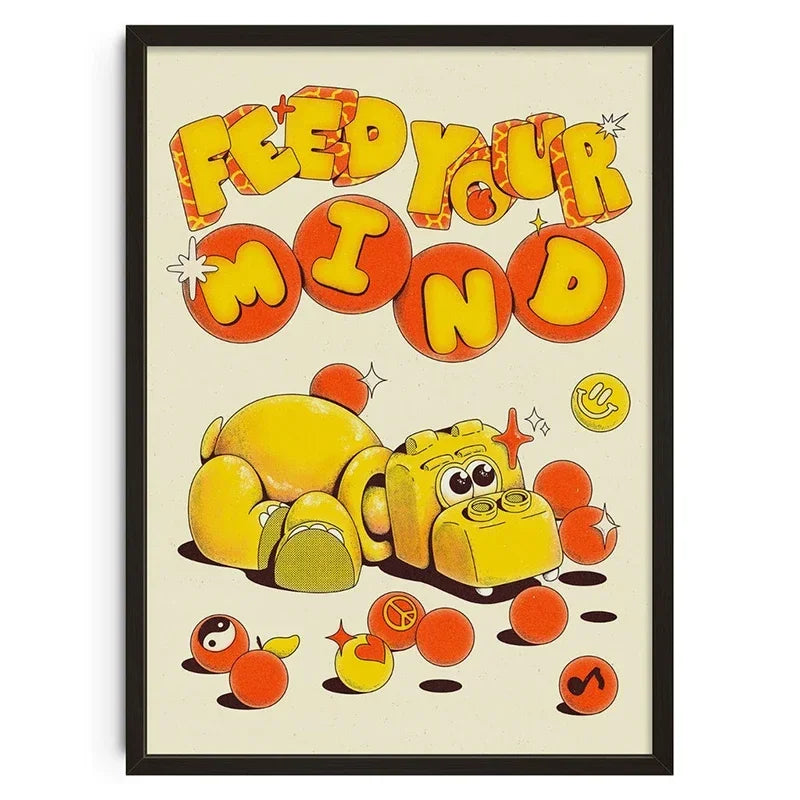 Retro Abstract Canvas Wall Art Print | Home & Living Room Decor