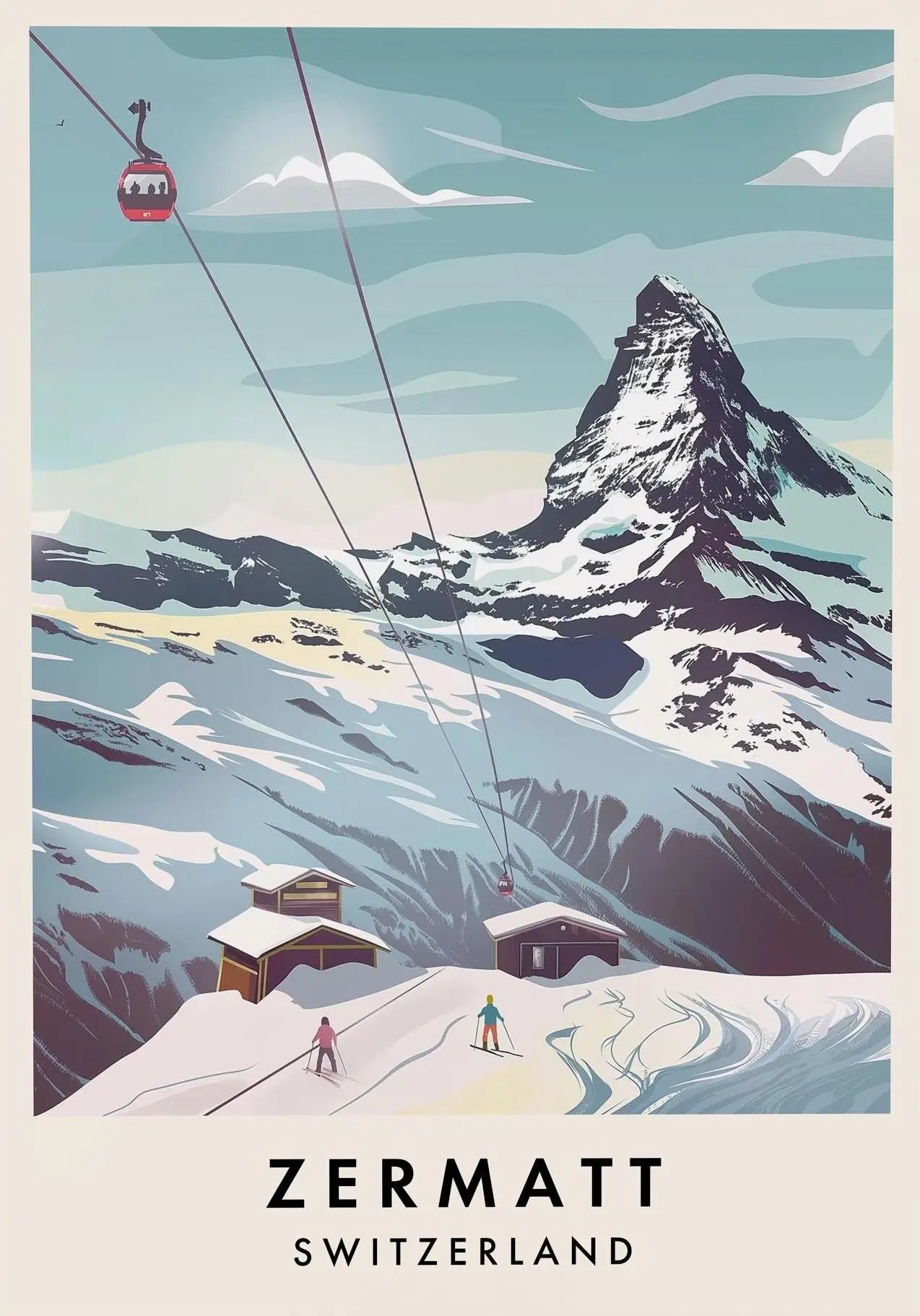 Ski Resort Alps Canvas Wall Art Print | Snow Mountain Poster