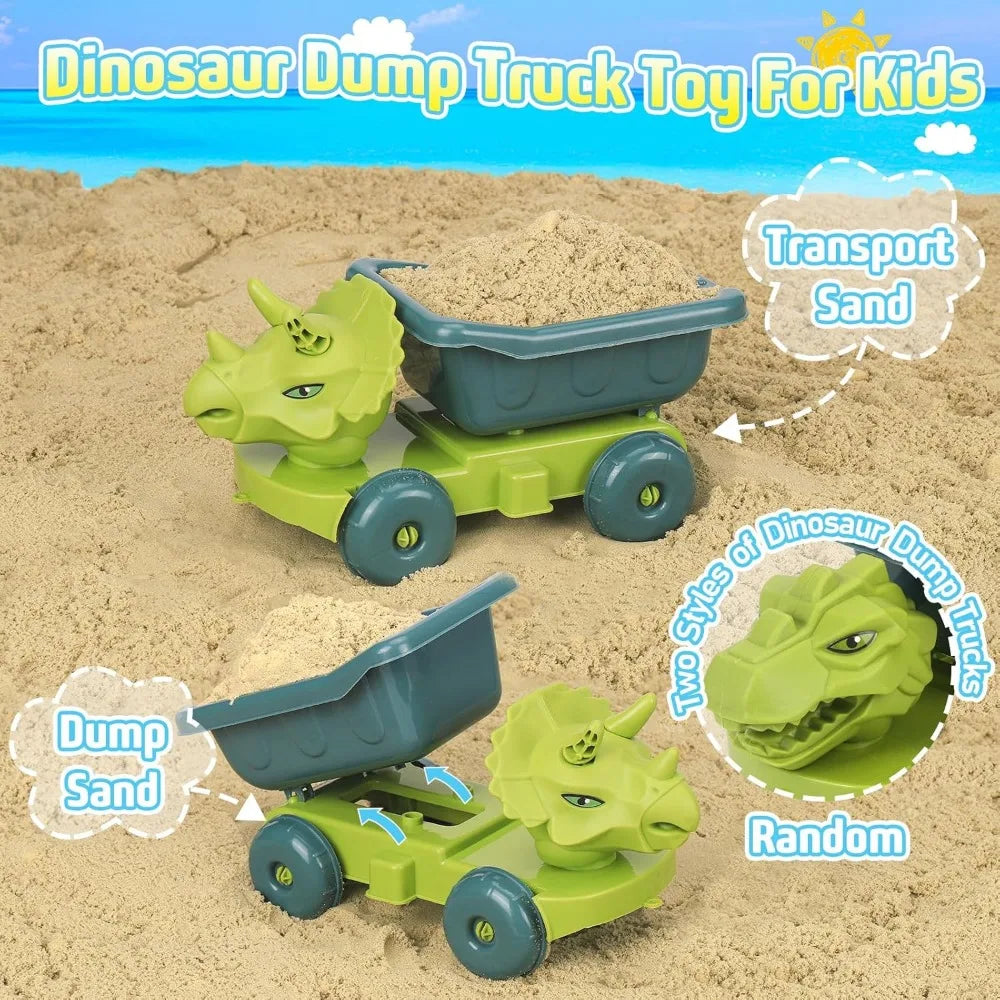 Dinosaur Beach Sand Toys Set – Dump Truck, Molds & Bucket