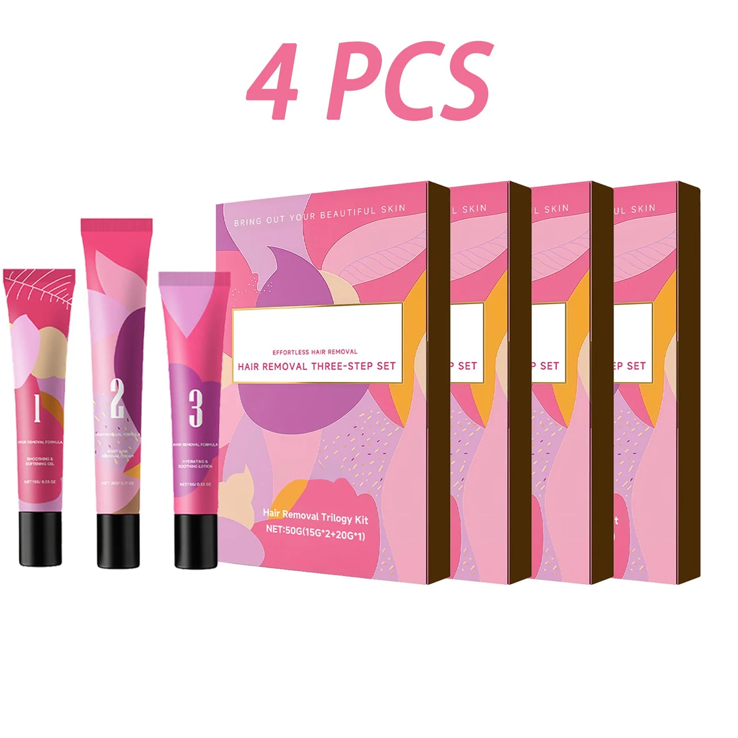 Facial Hair Removal 3-Step Kit | Sensitive Skin, 50g Hair Removal Cream Kit Peaceful Pleasures Health and Wellness 4pcs Boxed