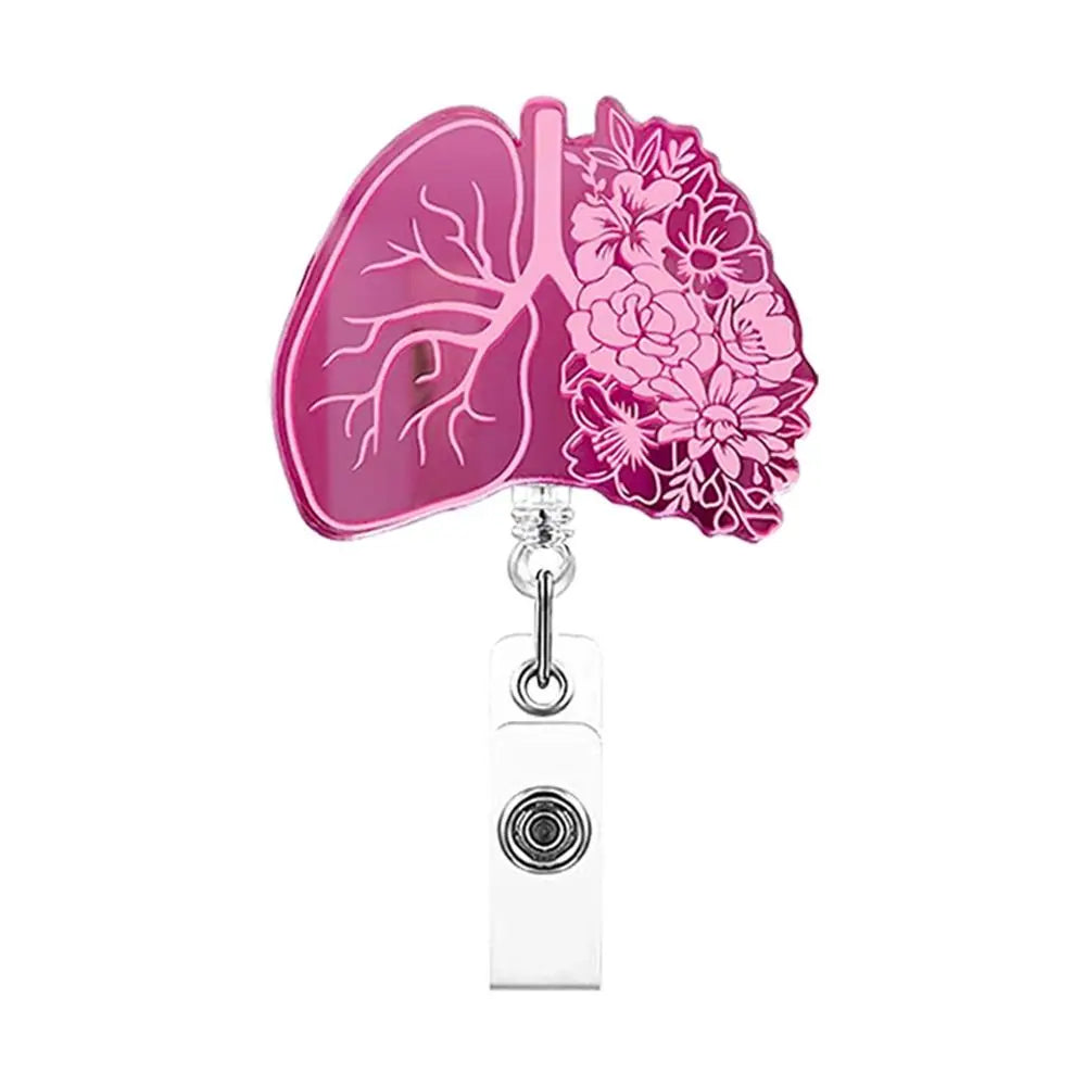 Pink Nurse Retractable Badge Reel Acrylic Skull Name Card Holder ID Card Clips 360 Rotating Alligator Clip Hospital Badge Holder Peaceful Pleasures Health and Wellness --F