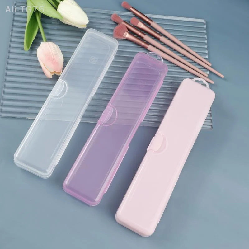 Transparent Makeup Brush Organizer Box with Dust Cover