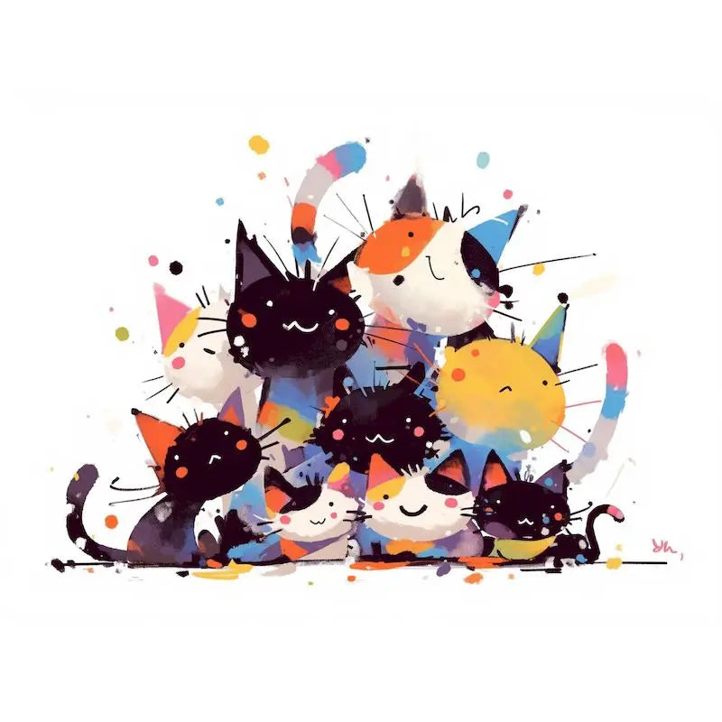 Abstract Cat Paint by Numbers Kit for Adults – 60x75cm Canvas