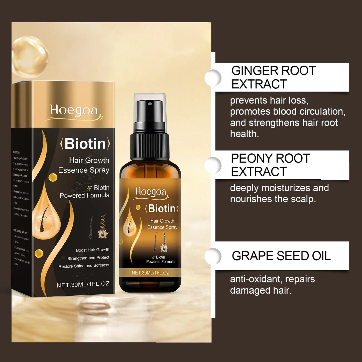 HOEGOA Ginger Oil Hair Growth Serum Spray 30ml – All Hair