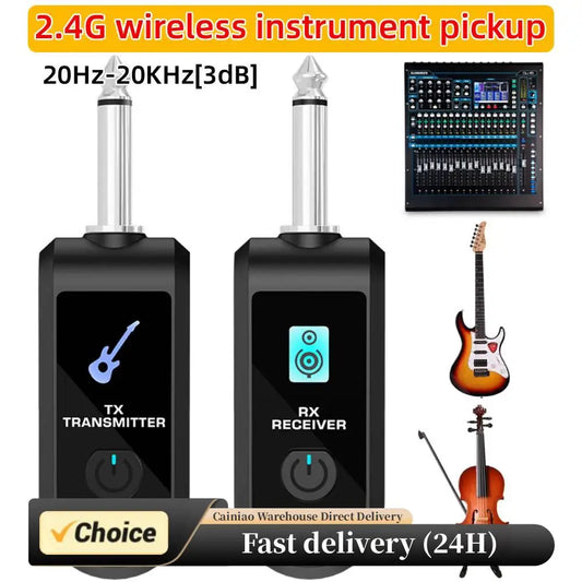 20CH 2.4G Wireless Instrument Audio Transmission System Anti-Interference 30-50M Range Hi-Fi 48K/16bit for Electric Instruments Peaceful Pleasures Health and Wellness