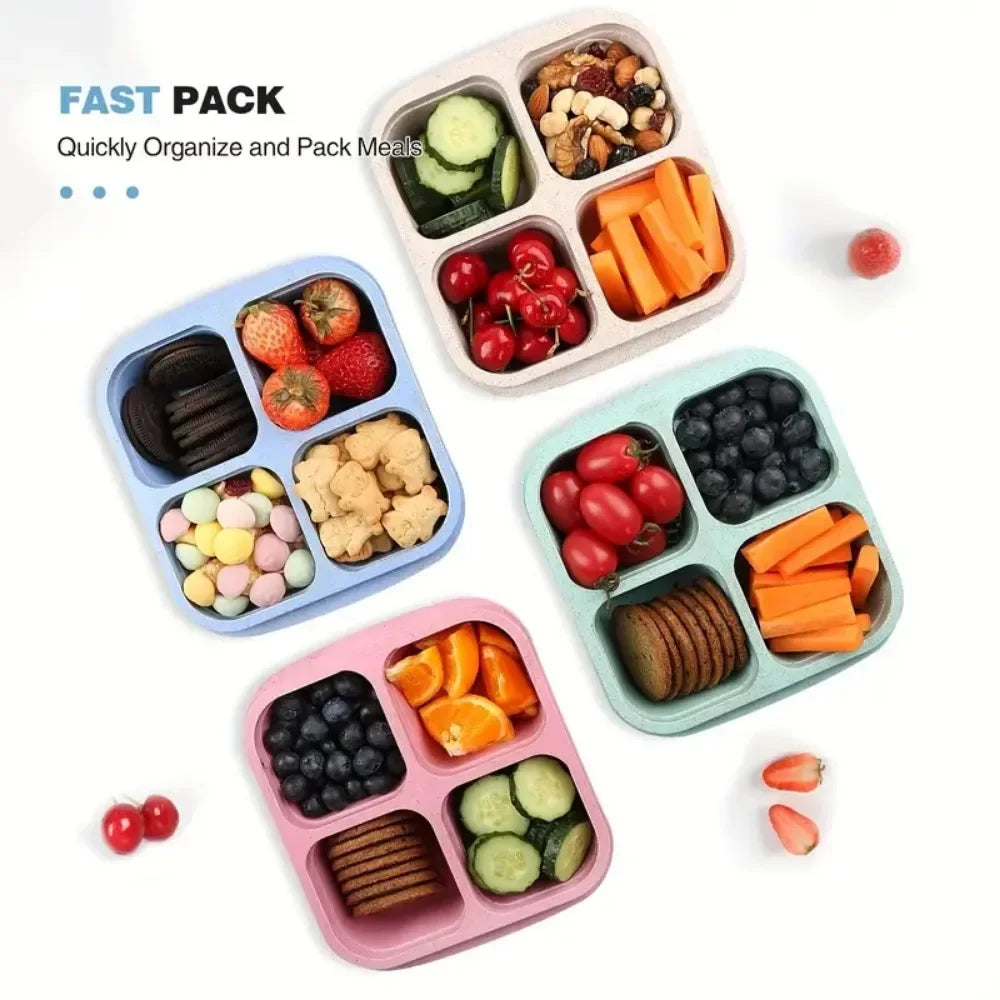 4-Grid Reusable Meal Prep Lunch Container – Kids & Adults