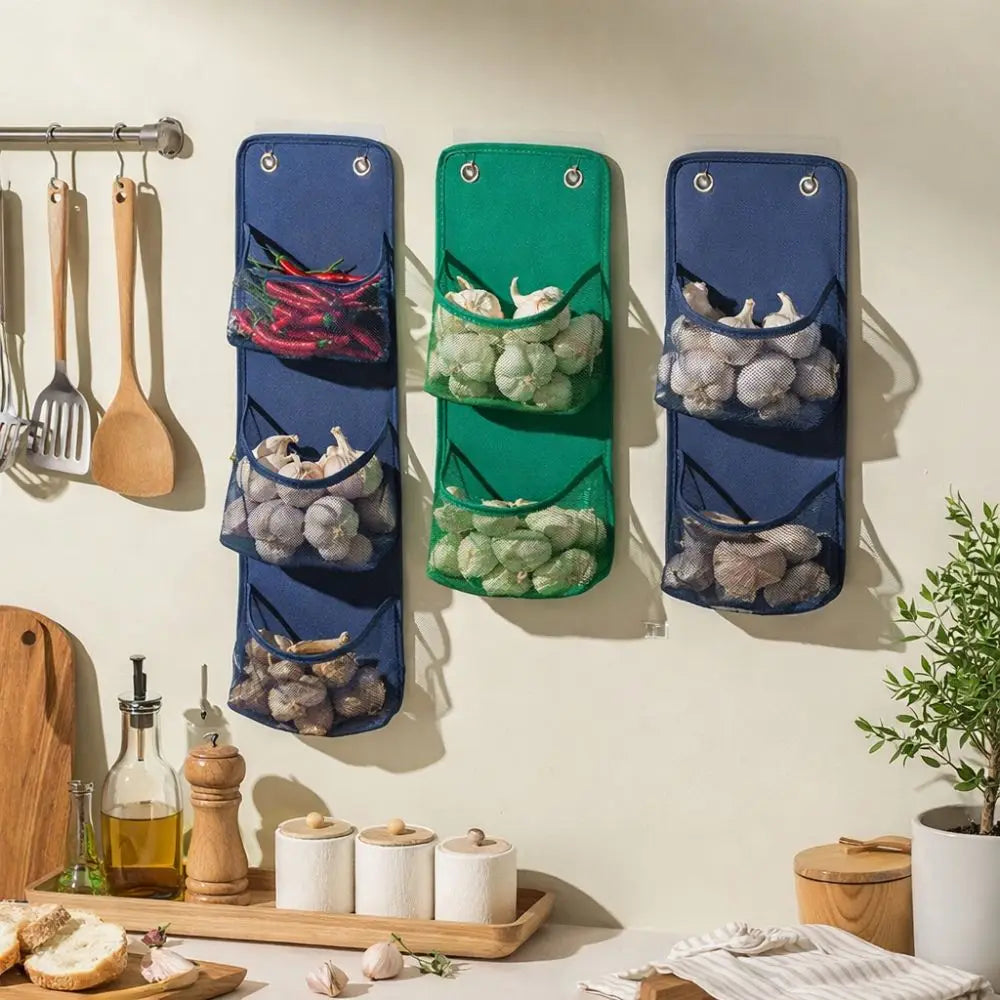 Wall-Mounted Mesh Storage Basket | No-Drill Kitchen Organizer