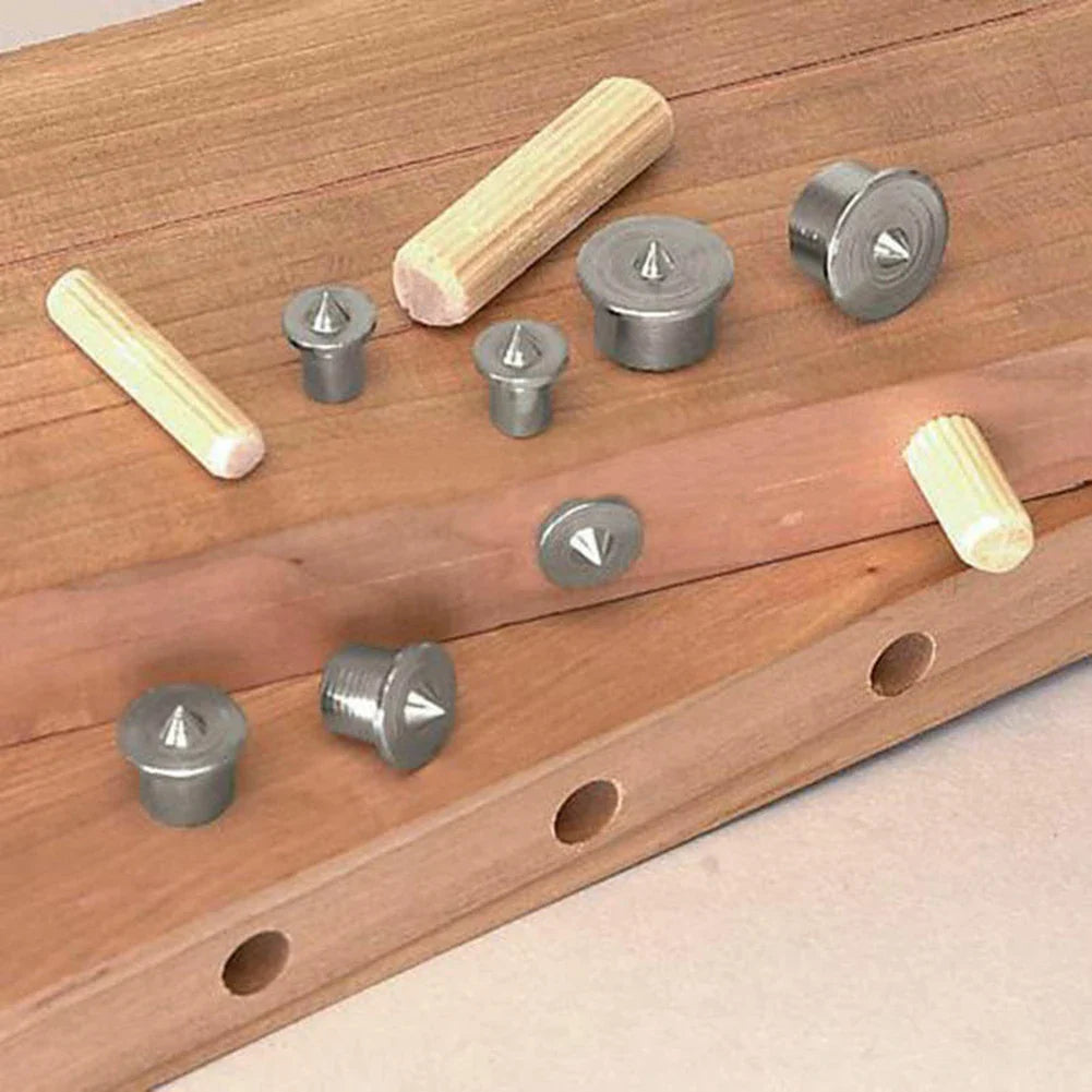 8-Piece Dowel Center Point Set – 6mm 8mm 10mm 12mm Steel Pins