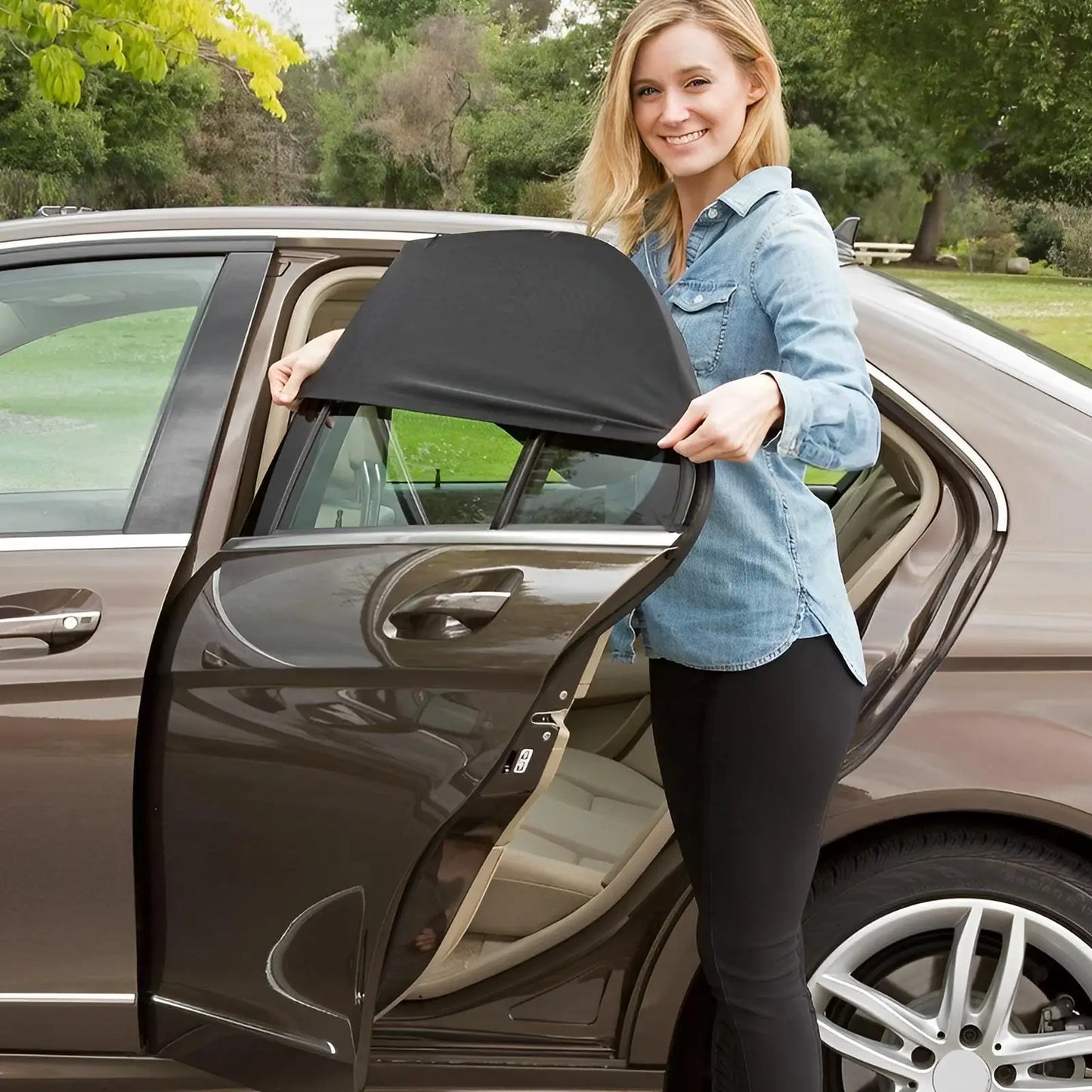 Car Window Sunshade Mesh Curtain – UV Protection (1 Pair)