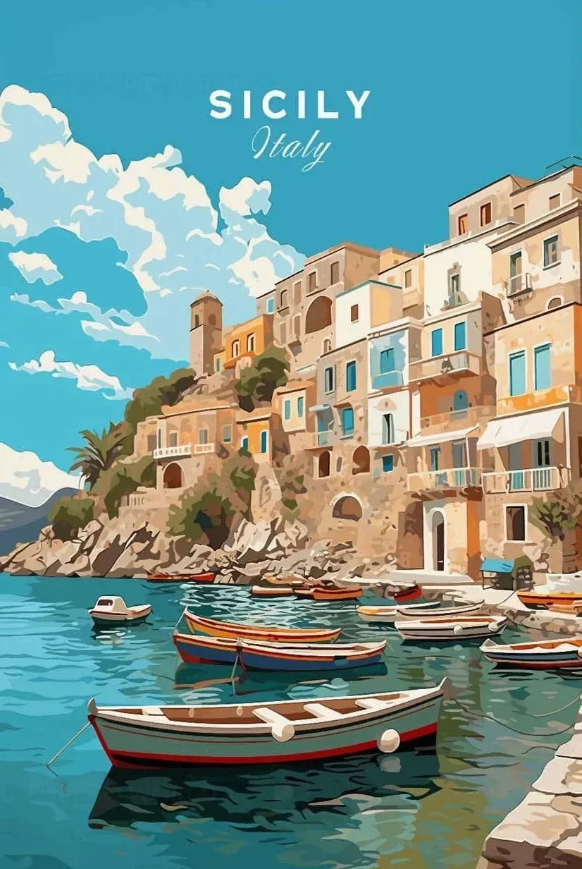 Europe Landscape Canvas Wall Art | Italy Greece France Poster