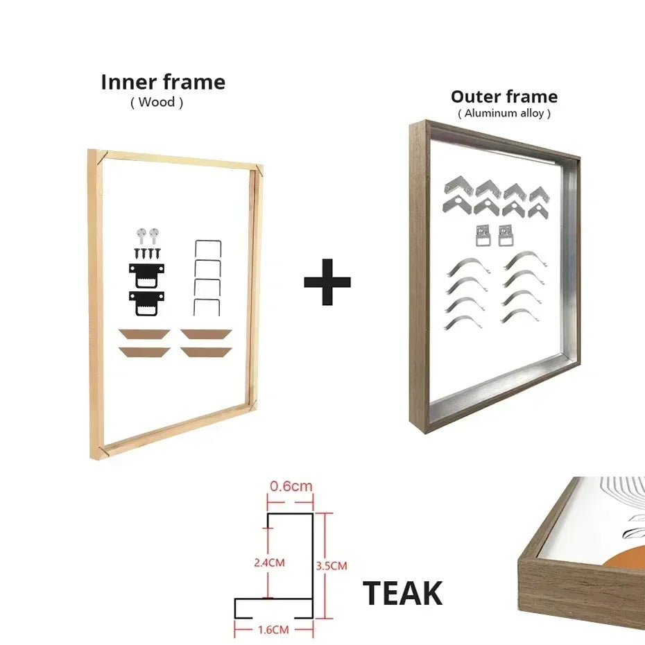 Canvas Prints Painting DIY Frame Kit Multi-color Metal Aluminum Outer Frame and Wooden Inner Frame for Home Decoration Peaceful Pleasures Health and Wellness 50x70cm Teak Set