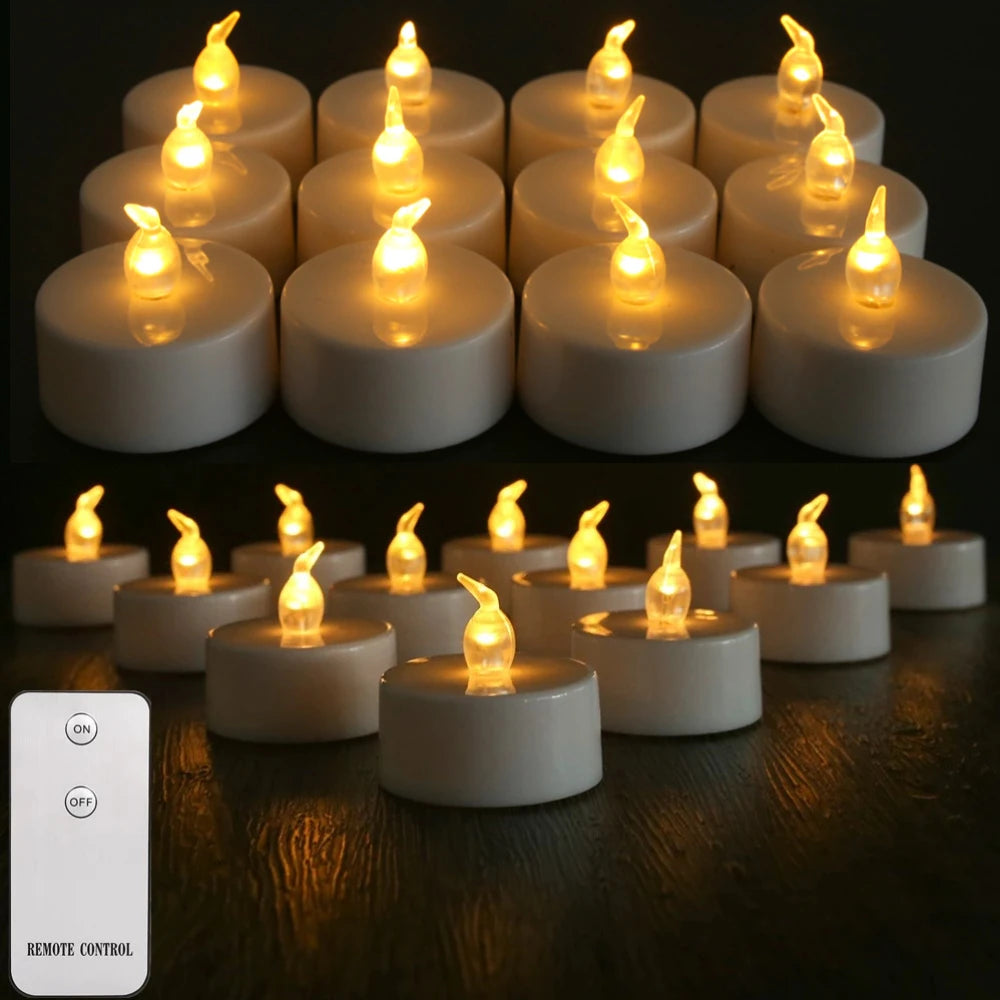 LED Tea Light With/Without Remote Flameless Flickering Candles Electronics Battery Operated Votive Light Home Table Party Decor Peaceful Pleasures Health and Wellness Remote Warm 24PC