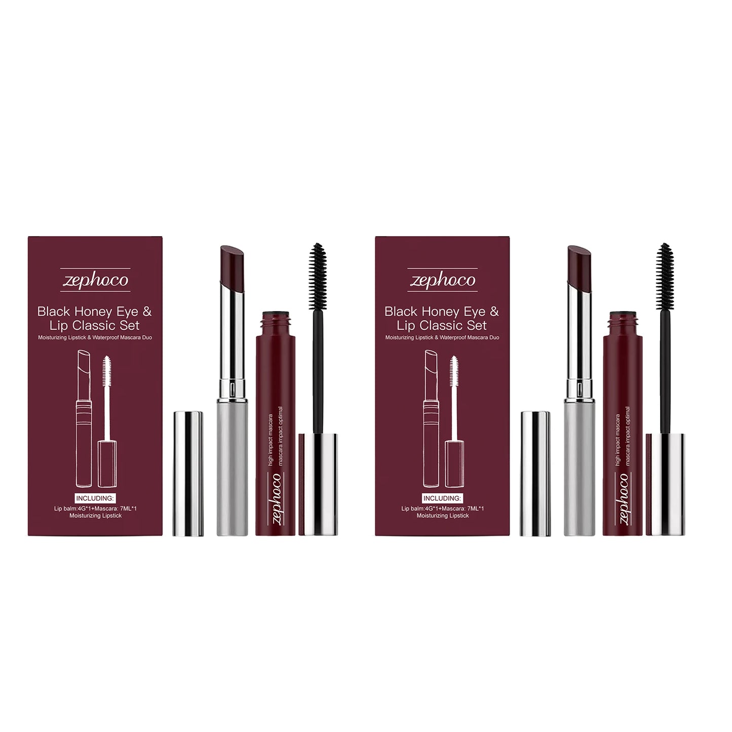 Black Honey Iconic Eye Lip Makeup Set Black Volumizing Lengthening Curling Mascara Plumping Gloss Lipstick Waterproof Makeup Set Peaceful Pleasures Health and Wellness 8g and 14ml boxed