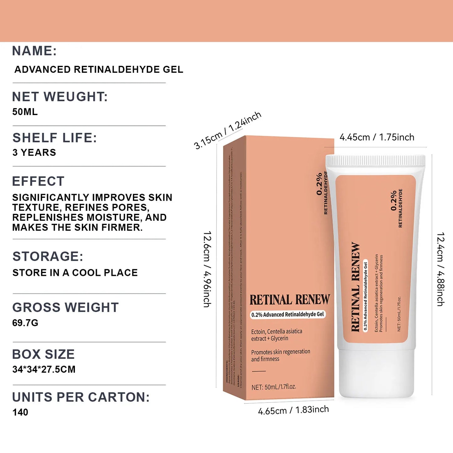 Advanced Retinal Gel for Firming Skin, Evens skin tone, Provides 24-hour hydration, Refreshing and Non-greasy Facial Cream Peaceful Pleasures Health and Wellness