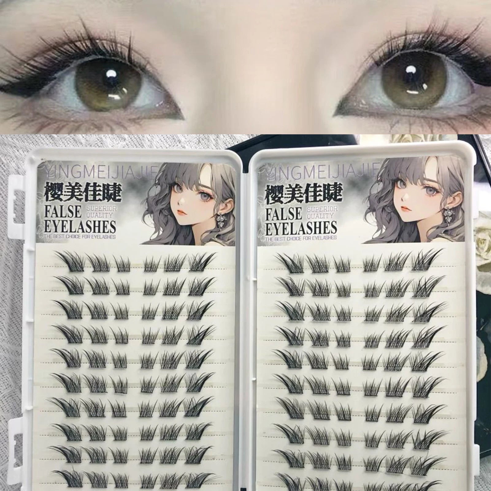 10/20rows Fox-style Wispy False Eyelashes Individual Anime Eyelash Extension Natural Thick Black Band Lashes Long Lasting Makeup Peaceful Pleasures Health and Wellness