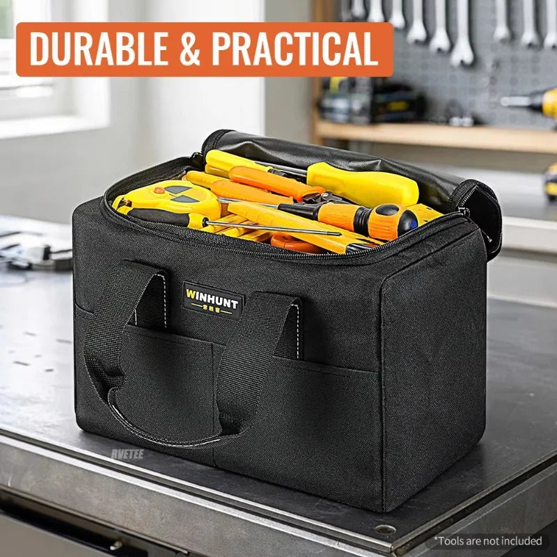 12 Inch Heavy Duty Tool Tote Bag, Waterproof Oxford Cloth Tool Organizer with Multi Pockets for Electrician DIY Home Maintenance Peaceful Pleasures Health and Wellness
