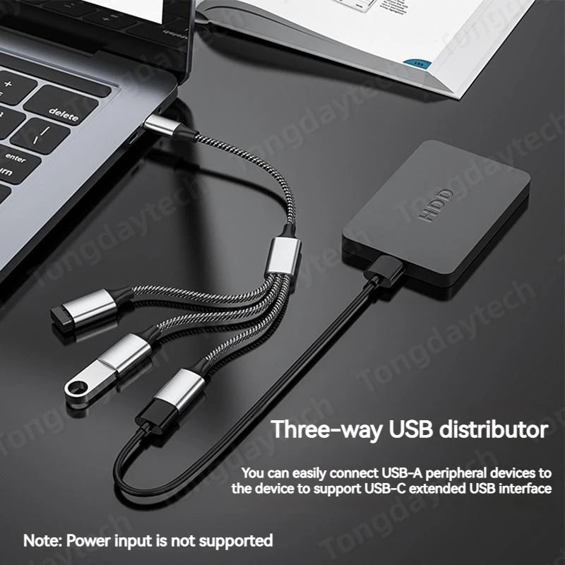 USB-C Hub Splitter 1 to 2/3 Ports | OTG Fast Charging Adapter Peaceful Pleasures Health and Wellness