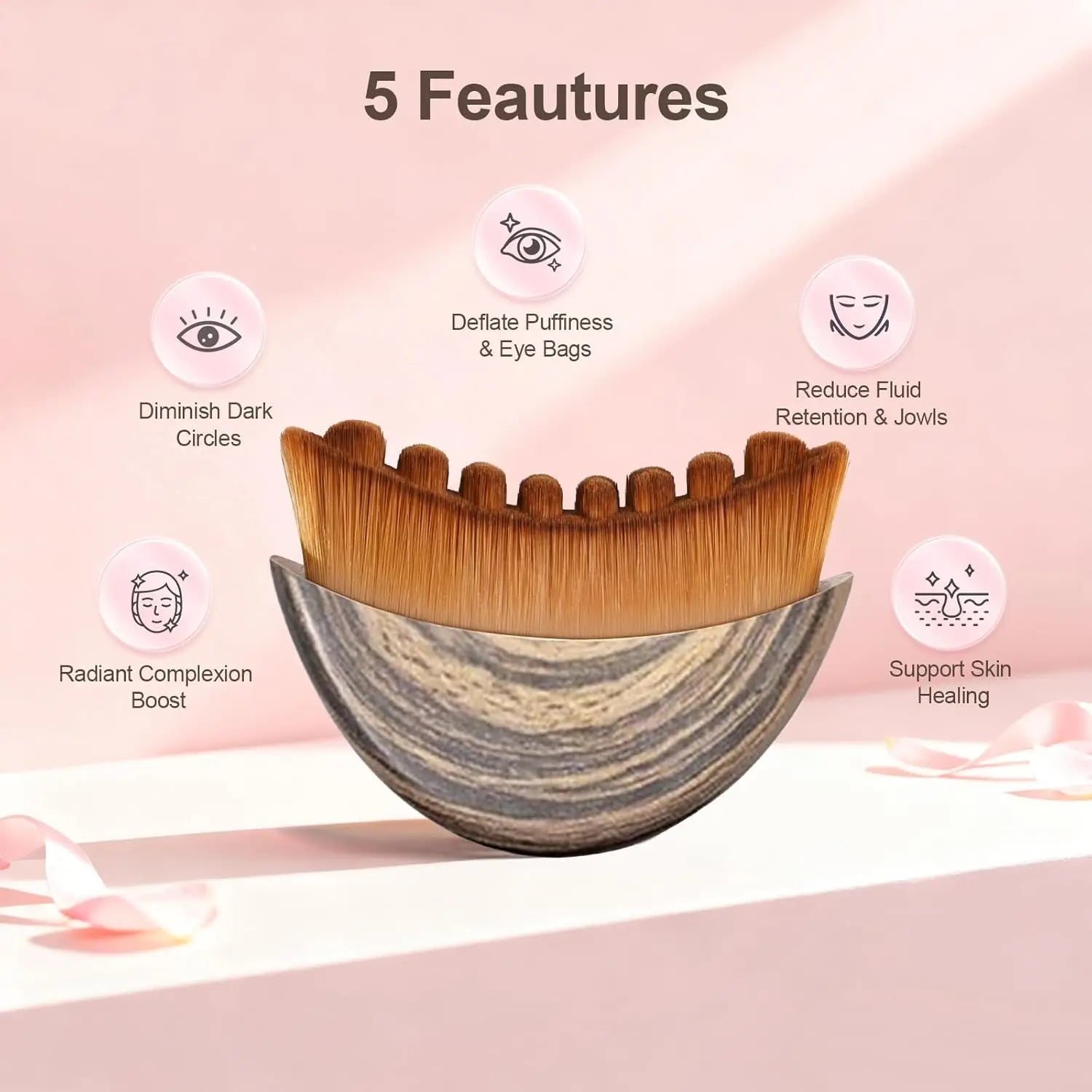 Facial Lymphatic Contour Brush–Ergonomic Dry Brush for Face,Jawline&Chin Sculpting,Lymphatic Massage,Skin Lifting, Anti-Puffine Peaceful Pleasures Health and Wellness