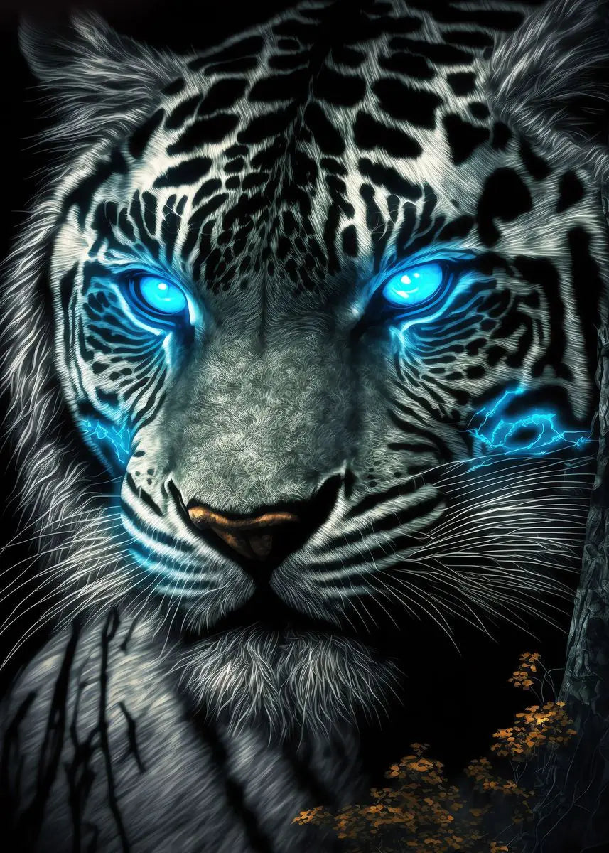 Fire Tiger Lion Wolf Canvas Wall Art | Wild Animals Poster
