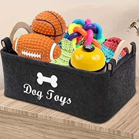 Felt Pet Toy Box – Dog Storage Basket & Chest Organizer Pet Storage Basket Oasis Select