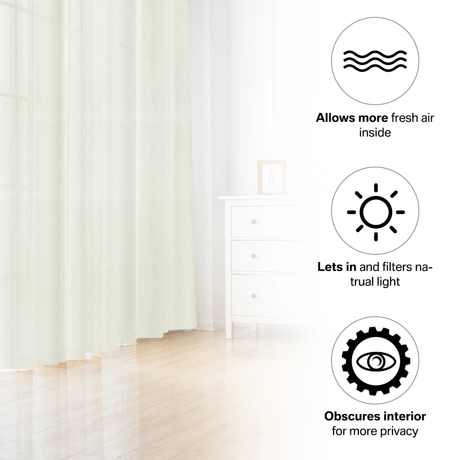 Linen Sheer Curtains Natural Sheer Curtains for Bedroom Living Room Kitchen Light Filtering Country Rustic Window Curtain Panels Peaceful Pleasures Health and Wellness