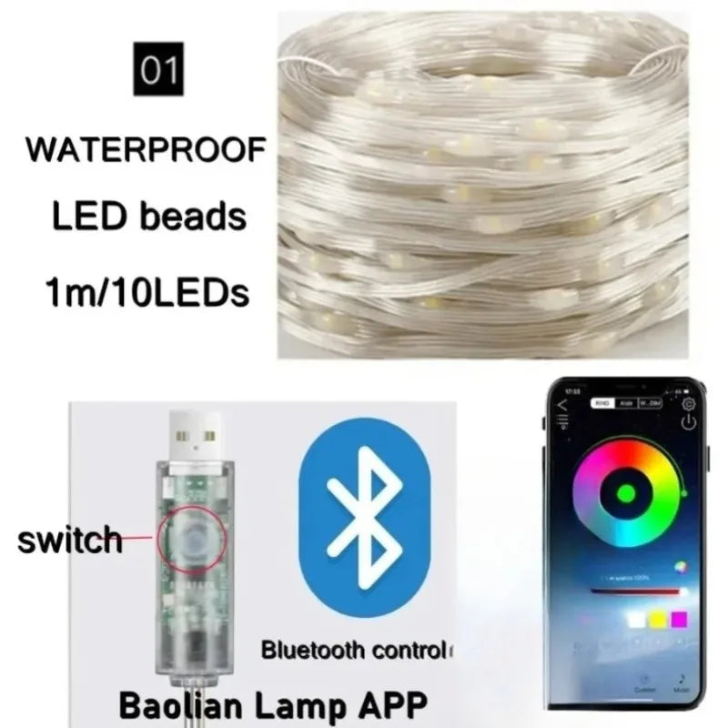 Bluetooth RGB LED Fairy String Lights 5M–20M | App & Remote