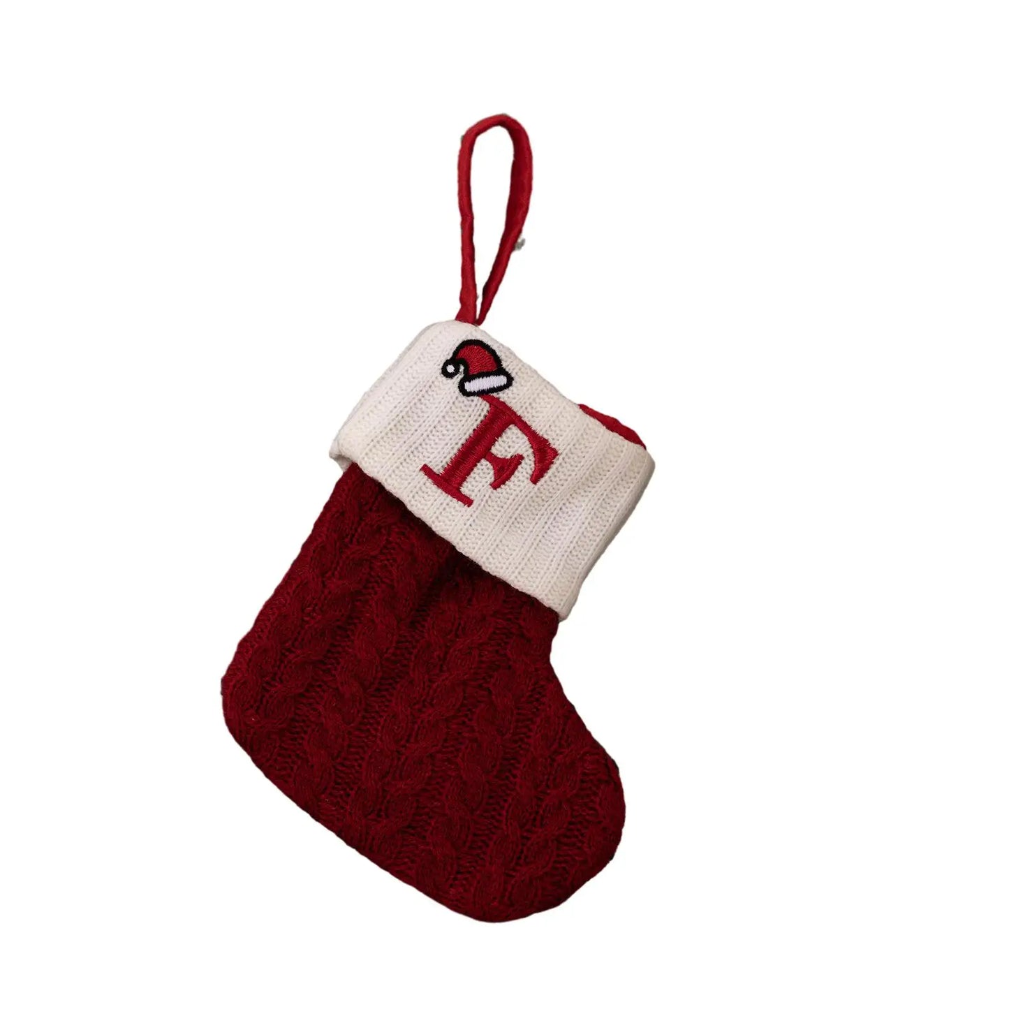 Knitted Christmas Stocking Ornament – Snowflake & Alphabet