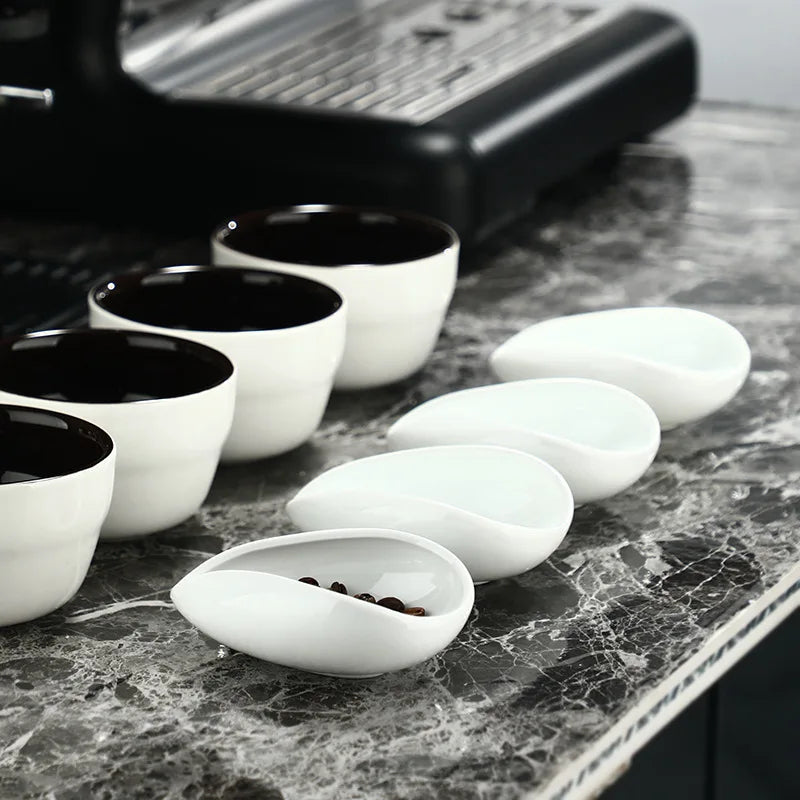 Coffee bean dish weighing bean dish ceramic measuring cup Coffee & Tea Accessory Dosing Scoop And Cup Ceramic Coffee Dosing Tray Peaceful Pleasures Health and Wellness