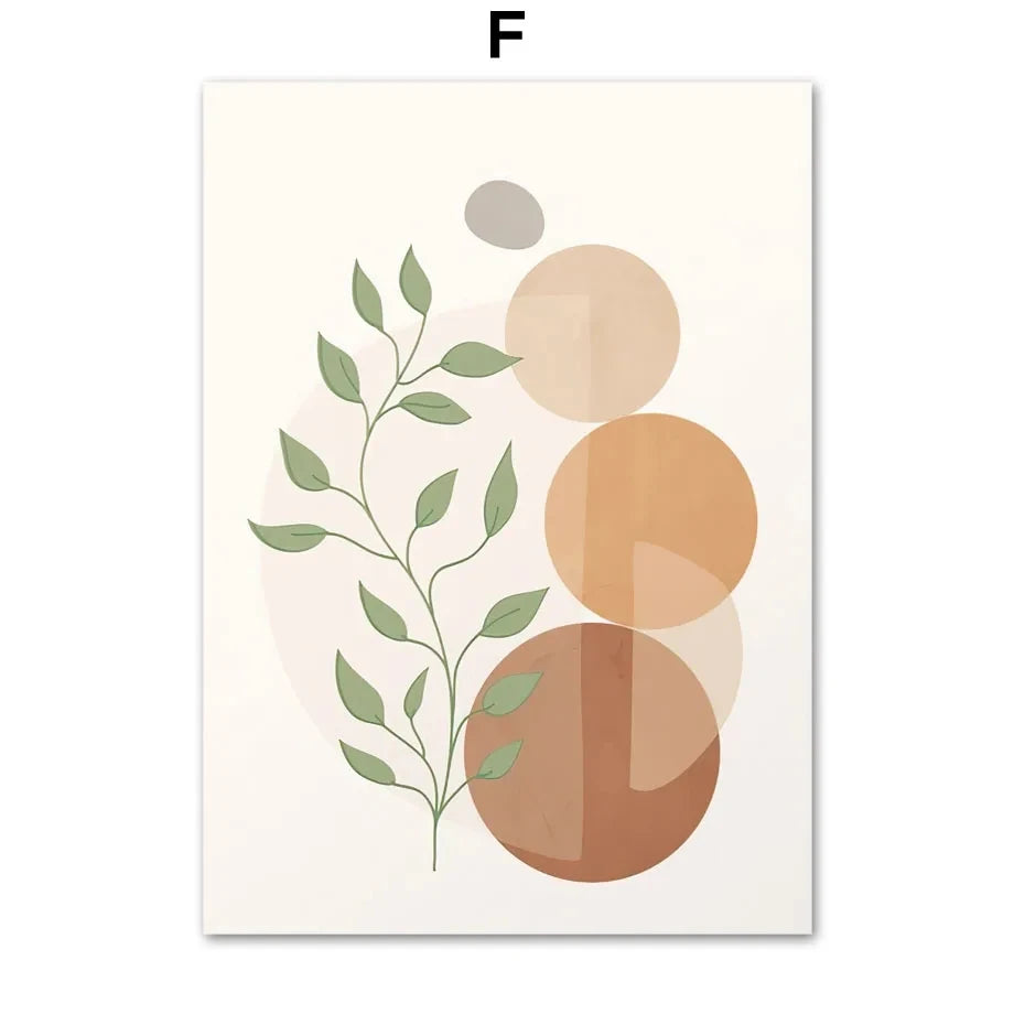 Boho Natural Leaf Flower Vase Abstract Posters Prints Canvas Painting Morandi Nordic Wall Art Pictures Living Room Home Decor Peaceful Pleasures Health and Wellness F 20x30cm Unframed