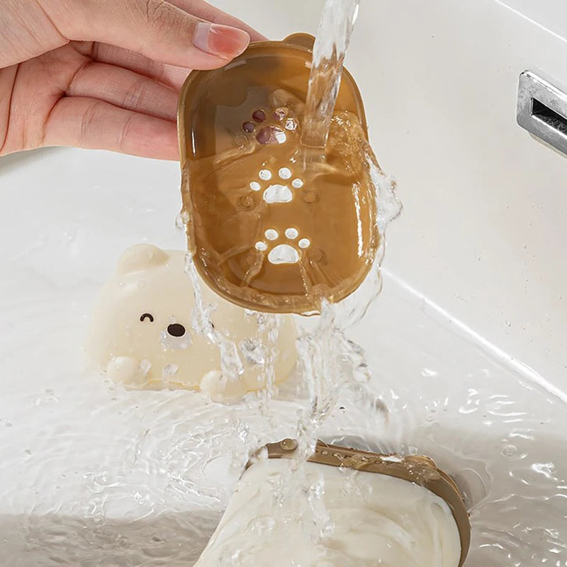 Cartoon Bear Portable Soap Dish | Waterproof Travel Soap Box