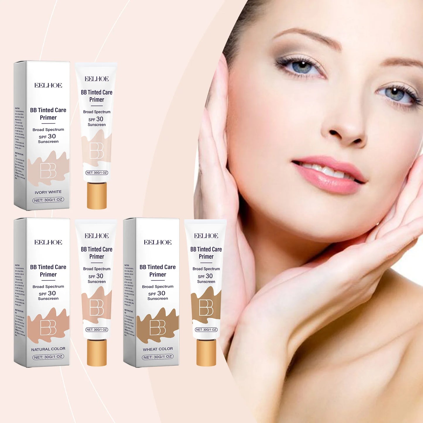 BB Tinted Care Primer Effectively Preventing UV Damage Improve Skin Texture Elasticity Long-Lasting Coverage Moisturizing Cream Peaceful Pleasures Health and Wellness