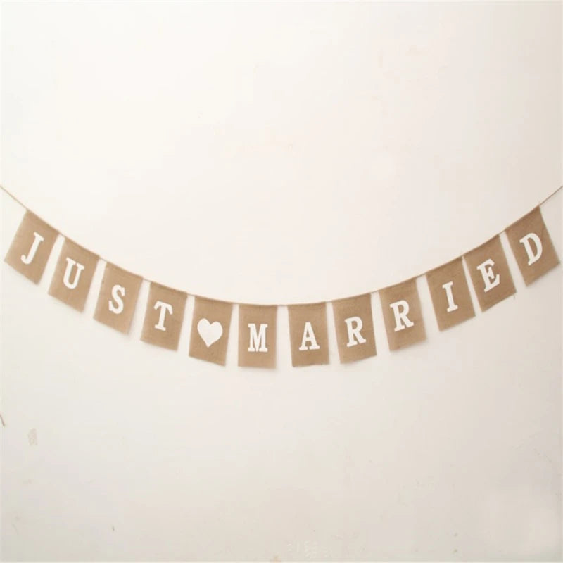 Bar Decoration Jute Burlap Bunting Rustic Just Married Mr Mrs Wedding Banner Garland Party Flags Candy Event Home Party Supplies Peaceful Pleasures Health and Wellness as picture