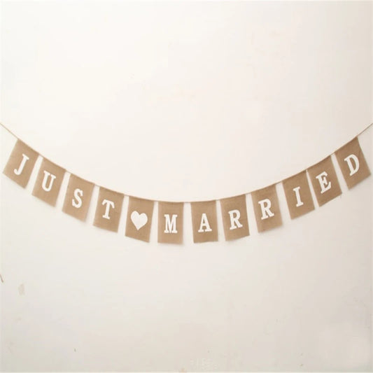 Bar Decoration Jute Burlap Bunting Rustic Just Married Mr Mrs Wedding Banner Garland Party Flags Candy Event Home Party Supplies Peaceful Pleasures Health and Wellness as picture