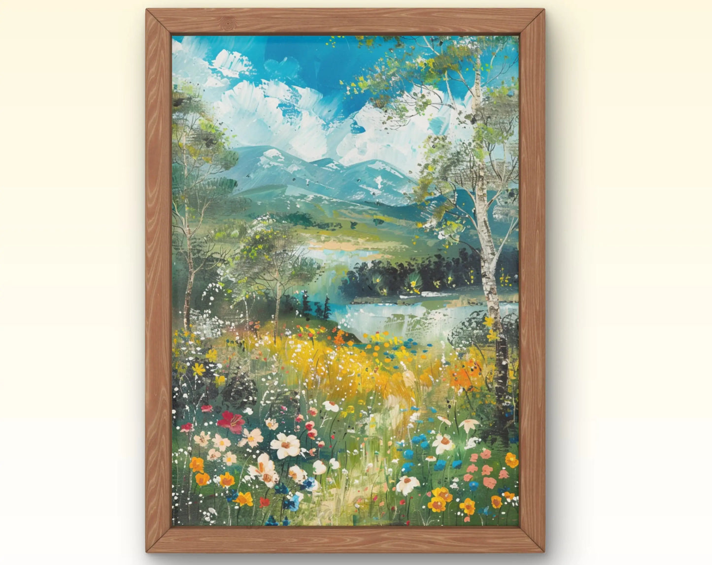 European Rural Scenery Floral Canvas Wall Art | Unframed Print