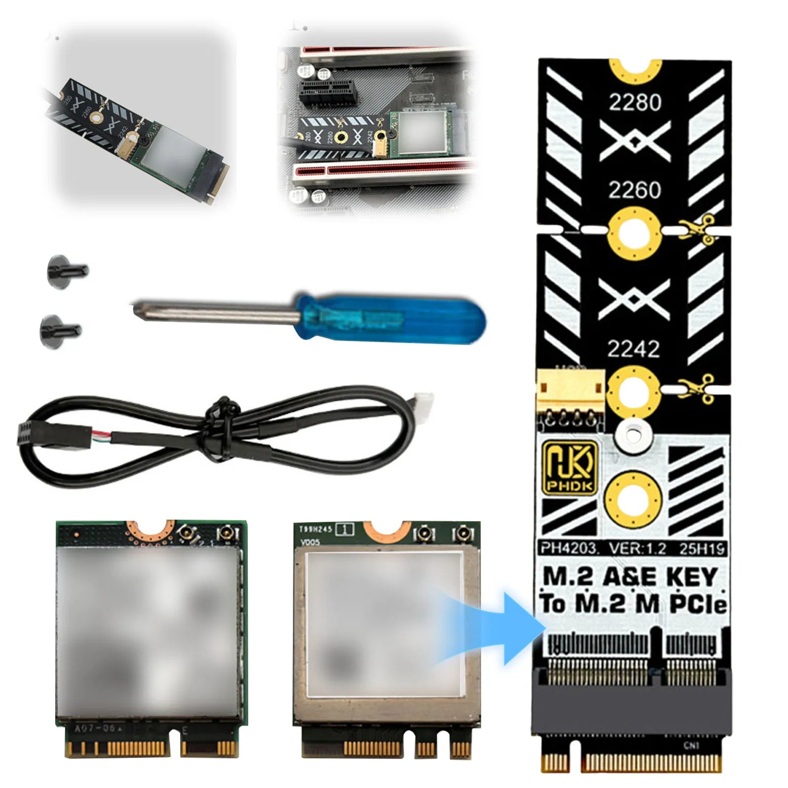 M.2 A+E Key to M Key Adapter Card for Wifi Slot to NVMe SSD Interface Expansion Board for PC Storage Modification Device Peaceful Pleasures Health and Wellness