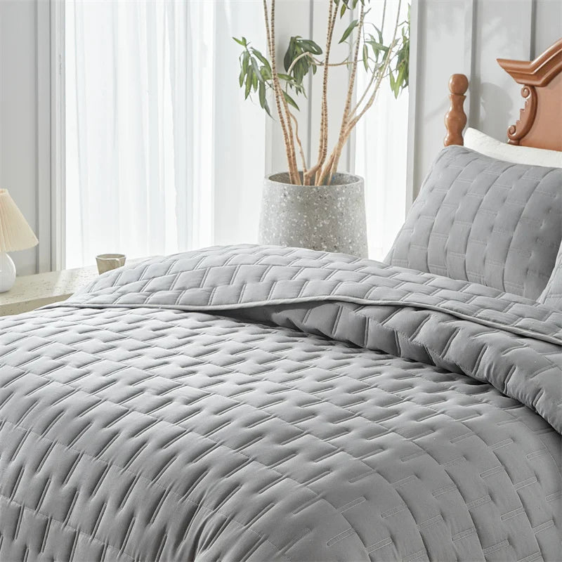 Quilt Bedding Sets, Lightweight Soft Bedspread Coverlet with Pillow Cases, Quilted Blanket Thin Comforter Bed Cover, All Season Peaceful Pleasures Health and Wellness Bedspread Gray B King 264X230 cm